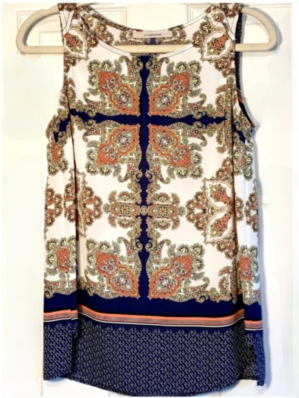 Boho Tile Print Tank Top Stitch Fix 41 Hawthorn Sleeveless Tunic Navy Small